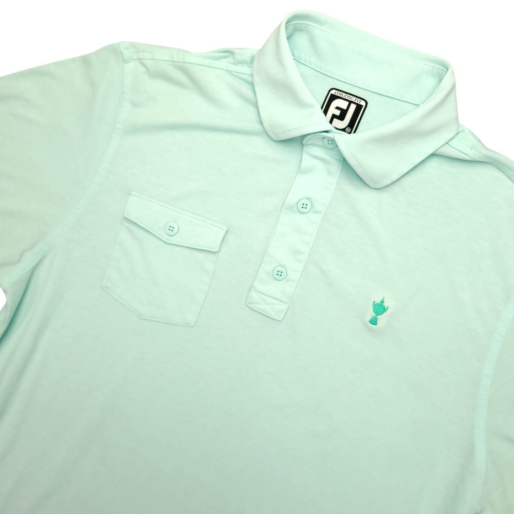 FootJoy Polo Shirt Mens M Green Solid Trophy Logo Golf Performance Stretch Top